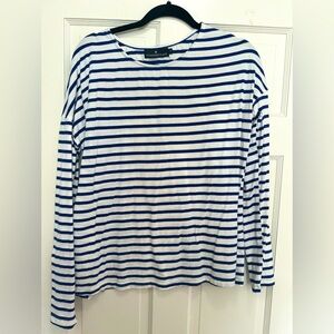 Pomander place blue & white striped long sleeve